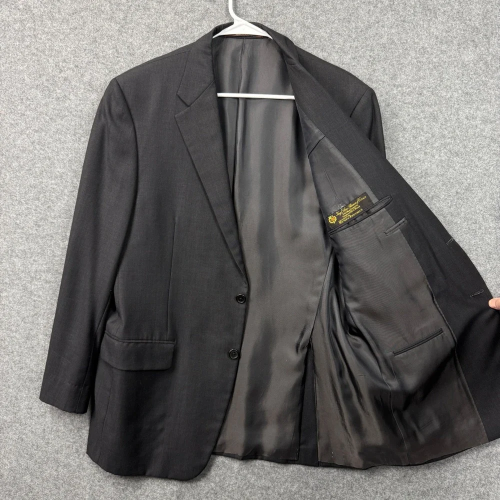 Hickey Freeman Loro Piana Super 130s Wool Blazer Charcoal Grey 41R Mens YA003
